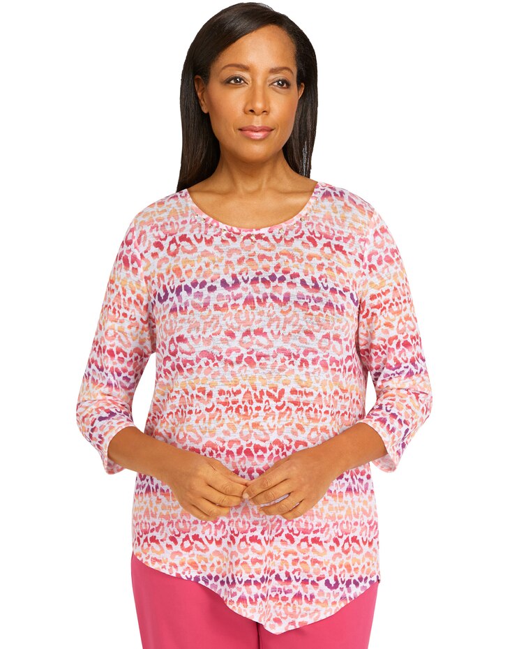 Alfred Dunner® Hot Flash Animal Biadere Asymmetric Top image number 1
