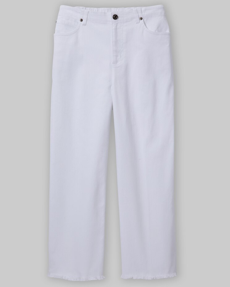 Dreamflex Fringe-Hem Comfort-Waist Capri Jeans image number 3