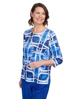 Alfred Dunner® Geometric Ruffle Three Quarter Sleeve Top thumbnail number 3