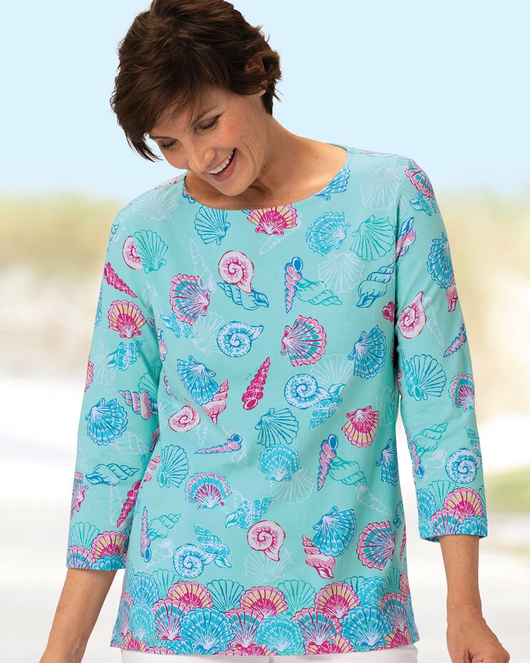 Limited-Edition Seashell Border-Print Tee image number 1