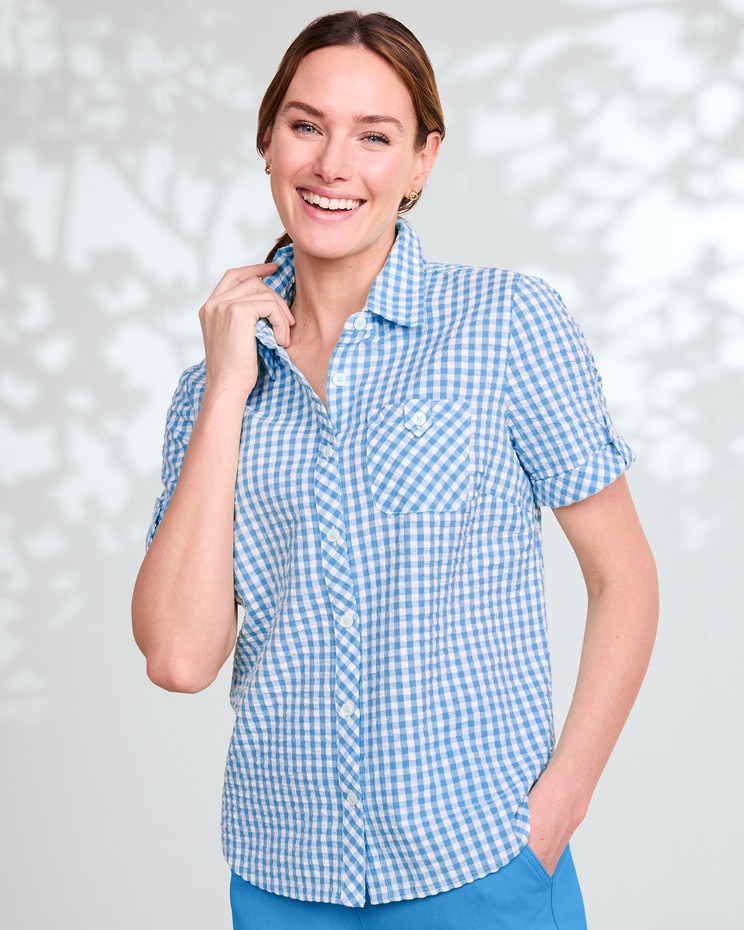Gingham Seersucker Camp Shirt image number 1