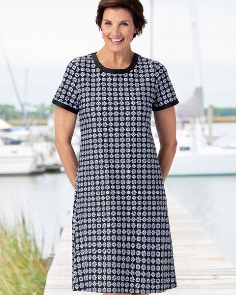 Geo Floral-Print Dress
