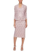 S.L. Fashions Two Piece T-Length Sequined Lace Jacket Dress thumbnail number 1