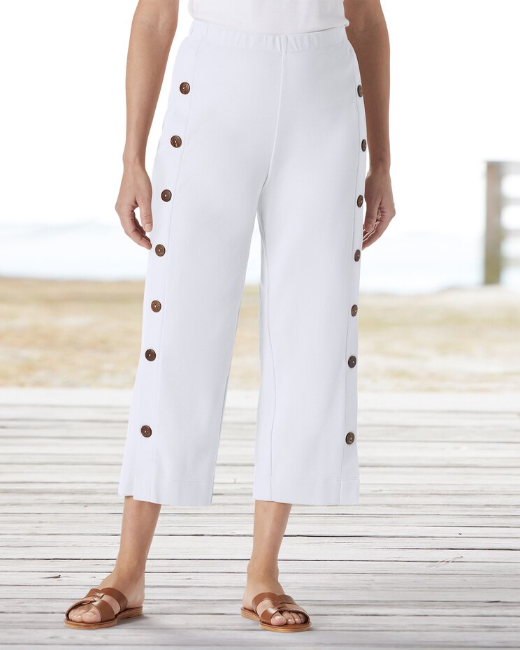 Sahara Side-Button Knit Capris image number 1