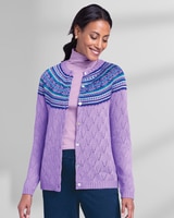 Fair Isle Pointelle Cardigan thumbnail number 1