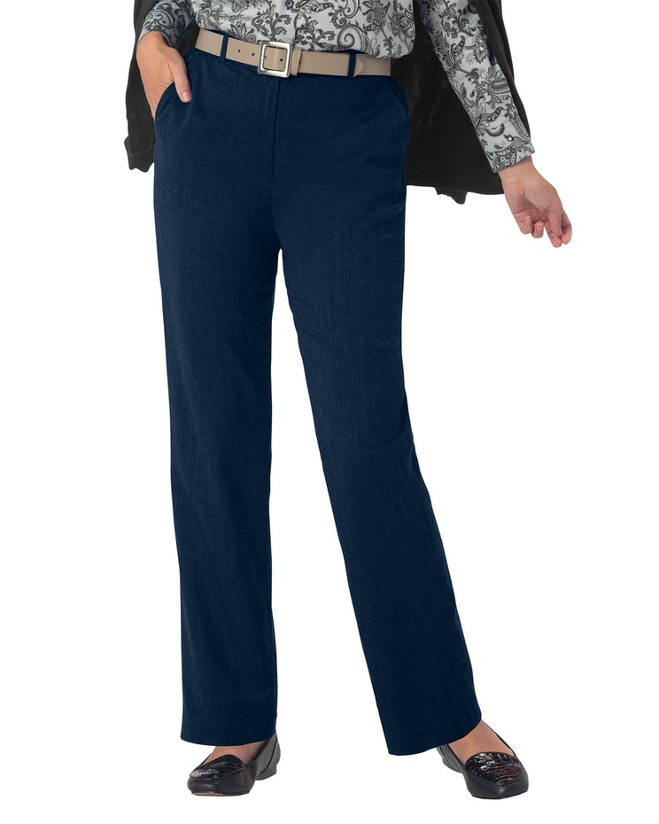 Stretch Wool Gabardine Fly-Front Pants image number 1