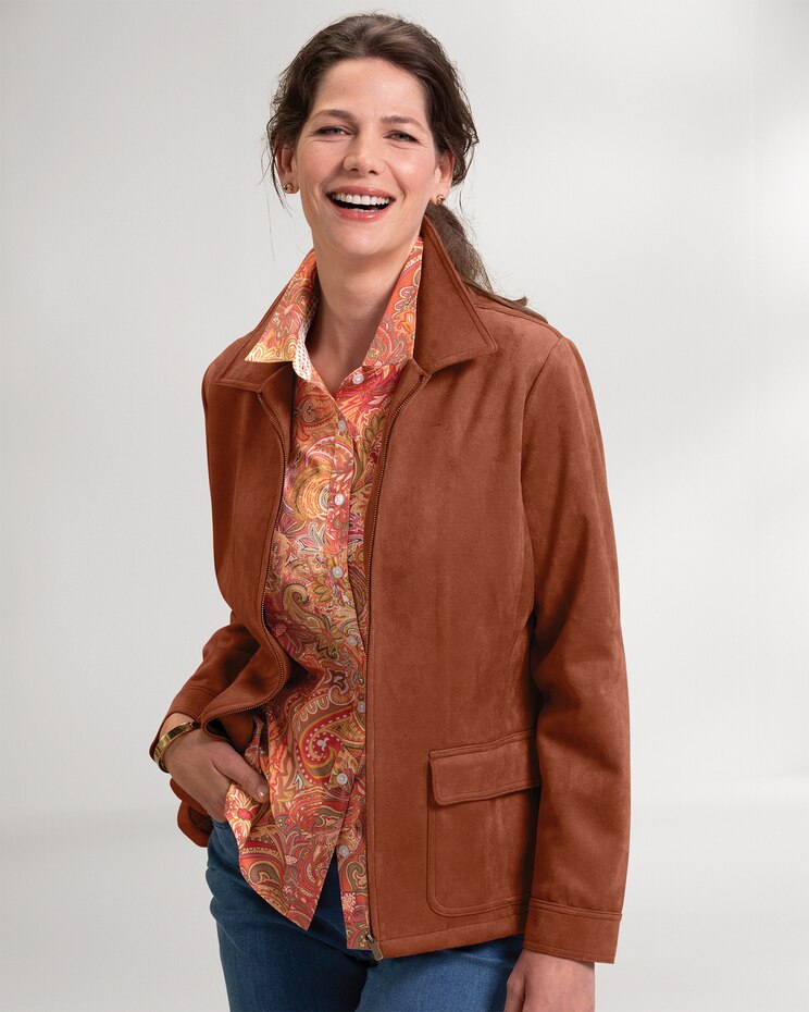 Microsuede Zip-Front Jacket image number 1