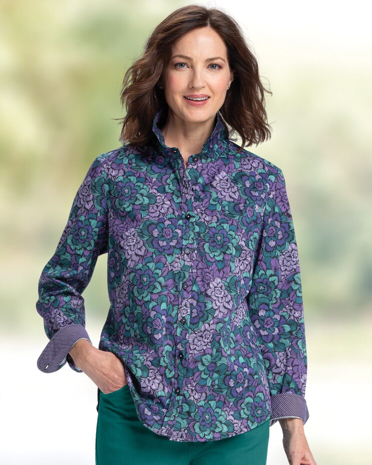 Orchid Floral & Stripe Long-Sleeve Shirt image number 1