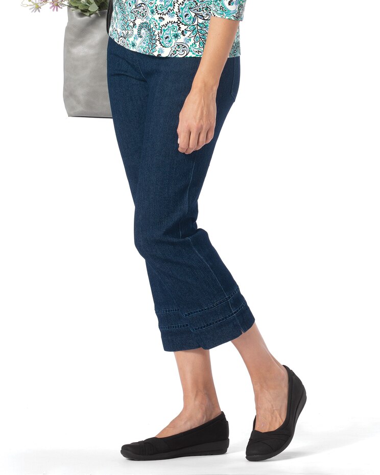 SlimSation Lace-Inset Cropped Pants image number 1