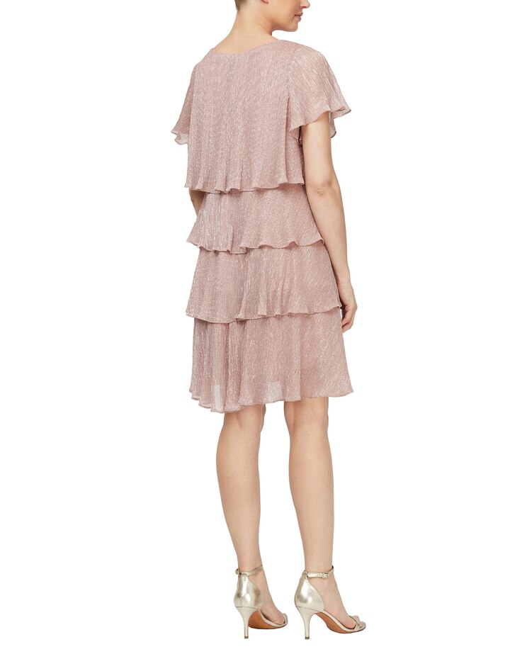 S.L. Fashions Shimmer Bodre Tiered Cocktail Dress image number 3