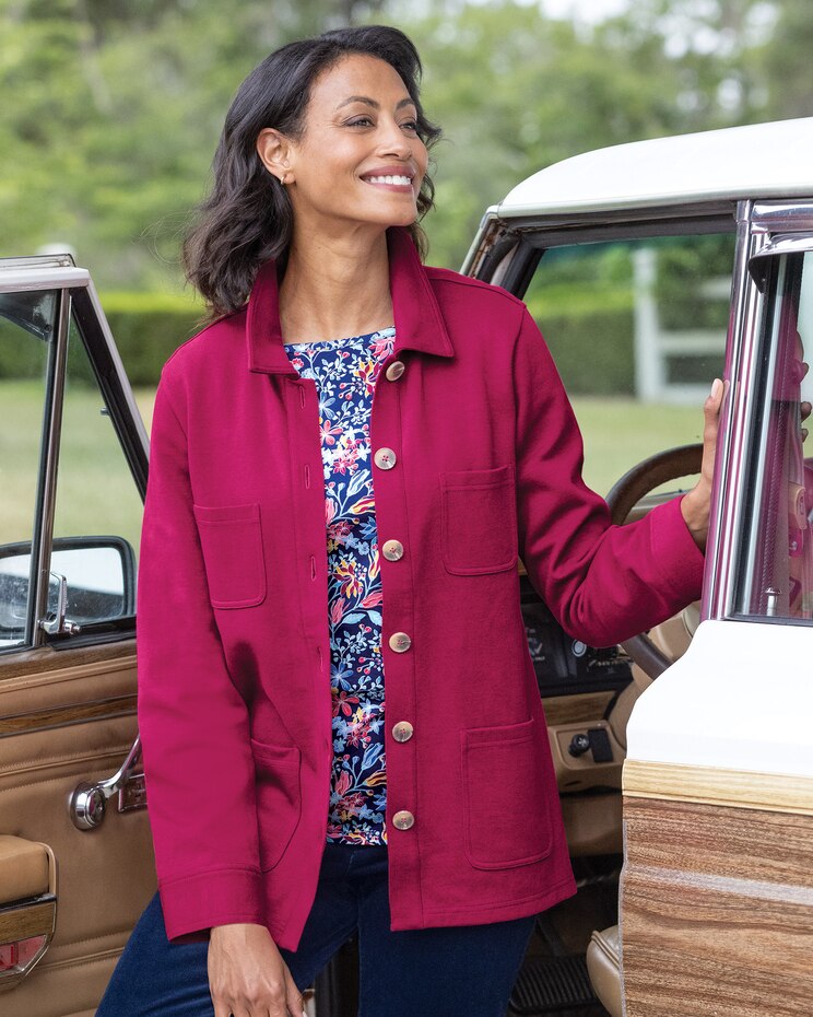 Casual Knit Shirt Jacket image number 1
