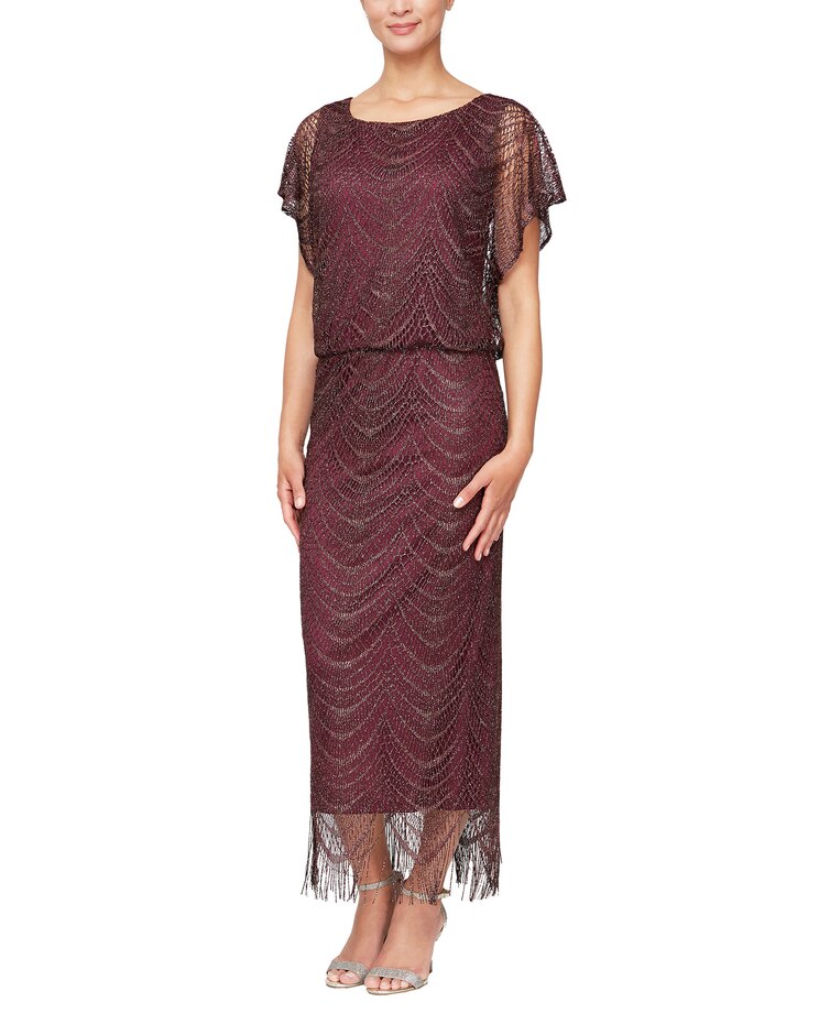 S.L. Fashions Jacket Dress with Sequin Cut Out Dress image number 1