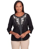 Alfred Dunner® Neutral Territory Embroidered Floral Side Tie Top thumbnail number 1