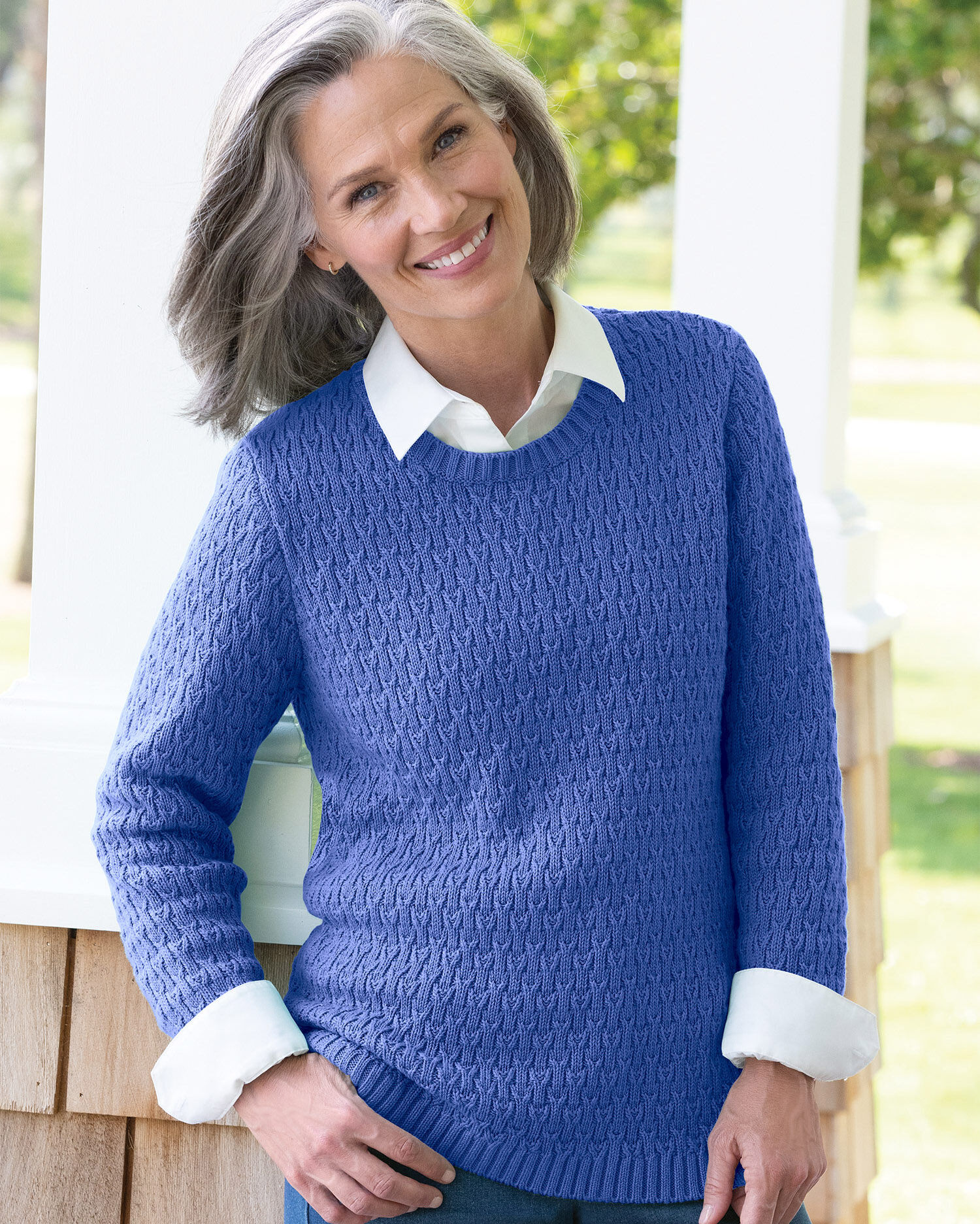 Cotton top aran sweater