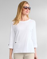 Essential Cotton Sedona Solid Roll-Sleeve Tee  thumbnail number 1