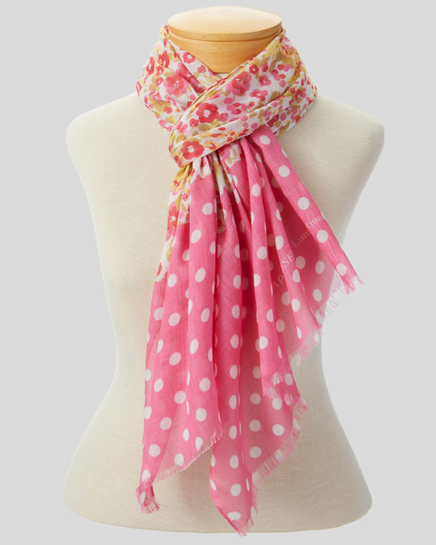 Limited-Edition Floral & Dot Oblong Scarf