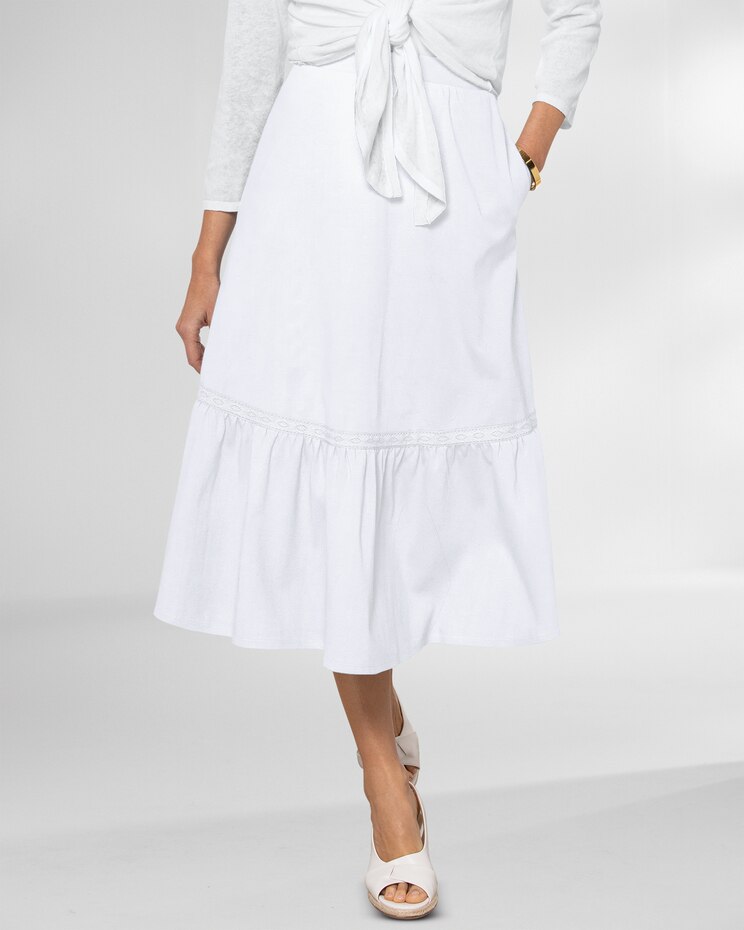 Boardwalk Knit Flounced Midi Skirt image number 1