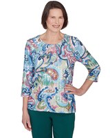 Alfred Dunner® Classics Scroll Multi Colored Patterned Top thumbnail number 1