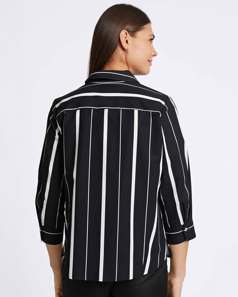 Foxcroft Paityn 3/4 Sleeve Stripe Shirt