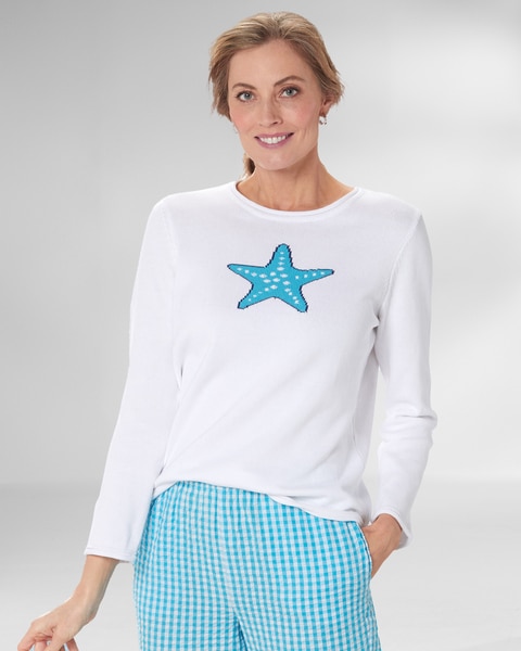 Seaside Charm Cotton Jacquard Sweater