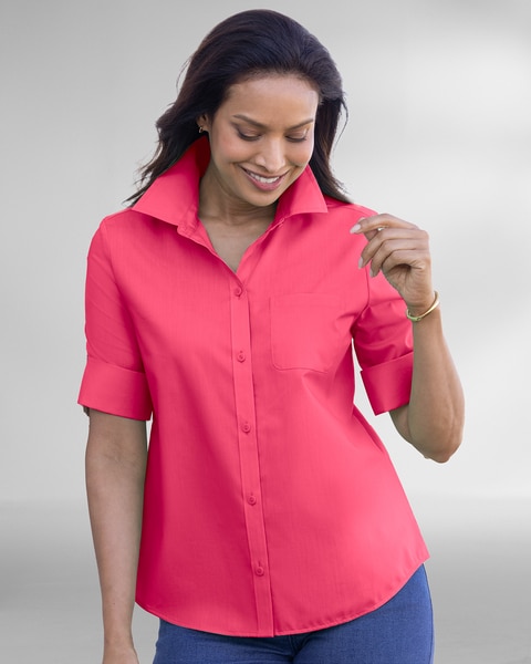 Foxcroft® Elbow-Sleeve Camp Shirt