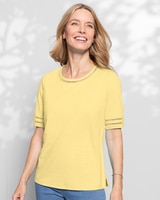 Linen-Blend Elbow-Sleeve Tee thumbnail number 1