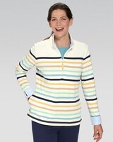 Everyday Knit Striped Quarter-Zip Top thumbnail number 1