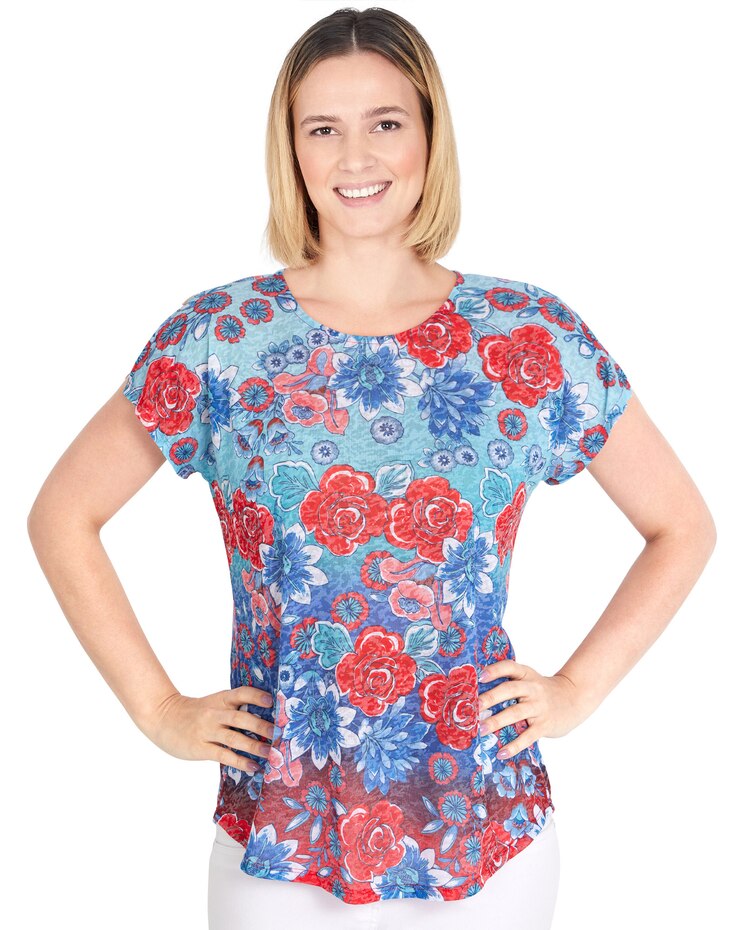Ruby Rd® Ombre Floral Top image number 1