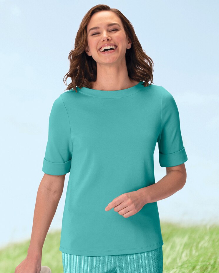 Essential Cotton Roll-Sleeve Tee image number 1