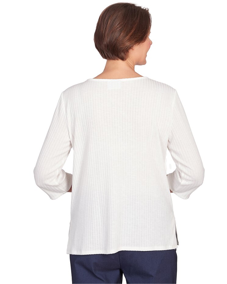Alfred Dunner® St.Moritz Solid Knit Flutter Sleeve Top With Necklace image number 2