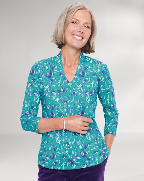 Prima™ Cotton Holiday Print Narrow-V Tee