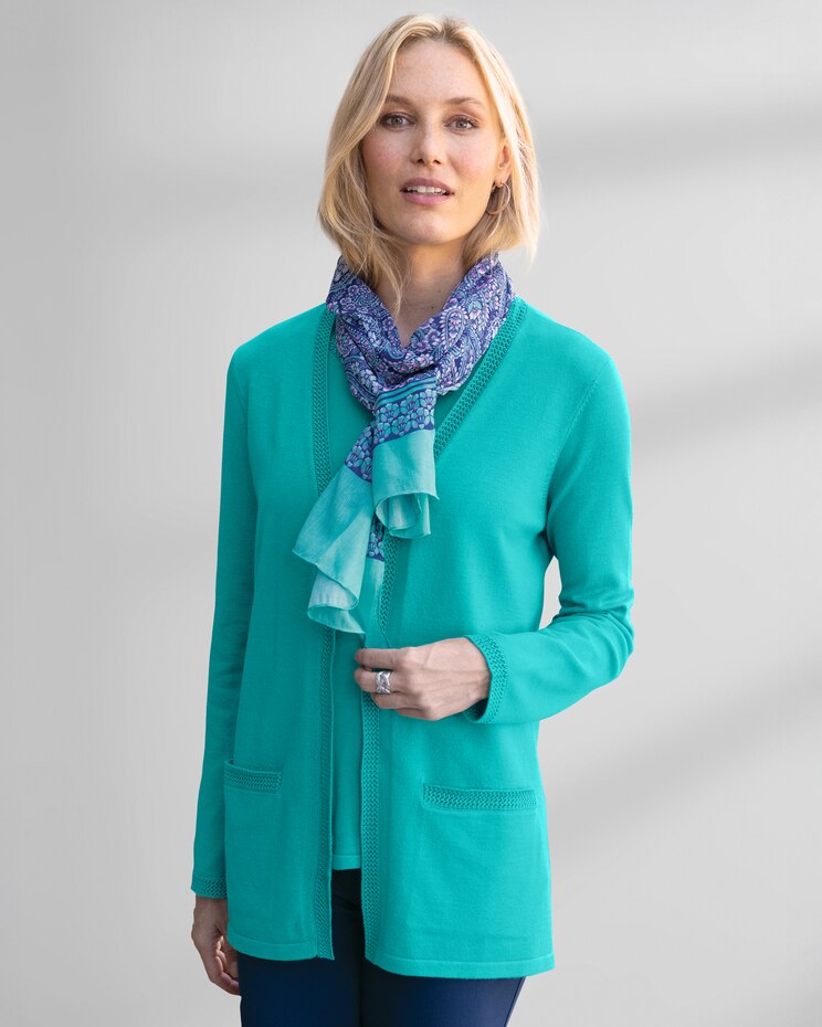 Madison Crochet-Trim Cardigan image number 1