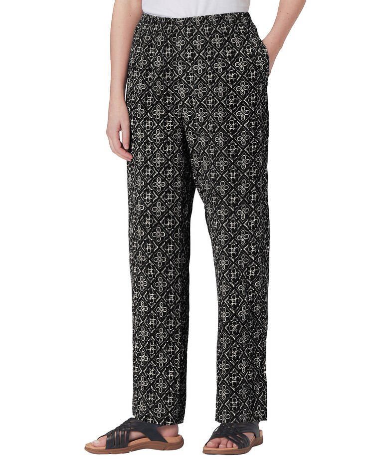Batik-Print Crinkle Pants image number 1