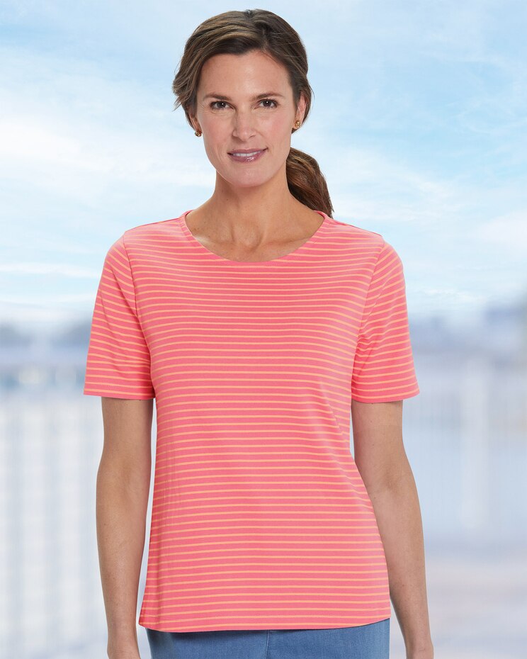 Coastal Cotton Stripe Short-Sleeve Tee image number 1