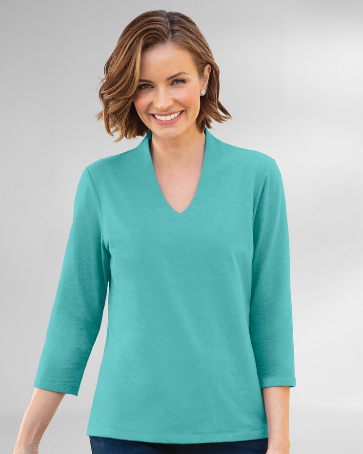 Prima™ Cotton Narrow V-Neck Tee image number 1
