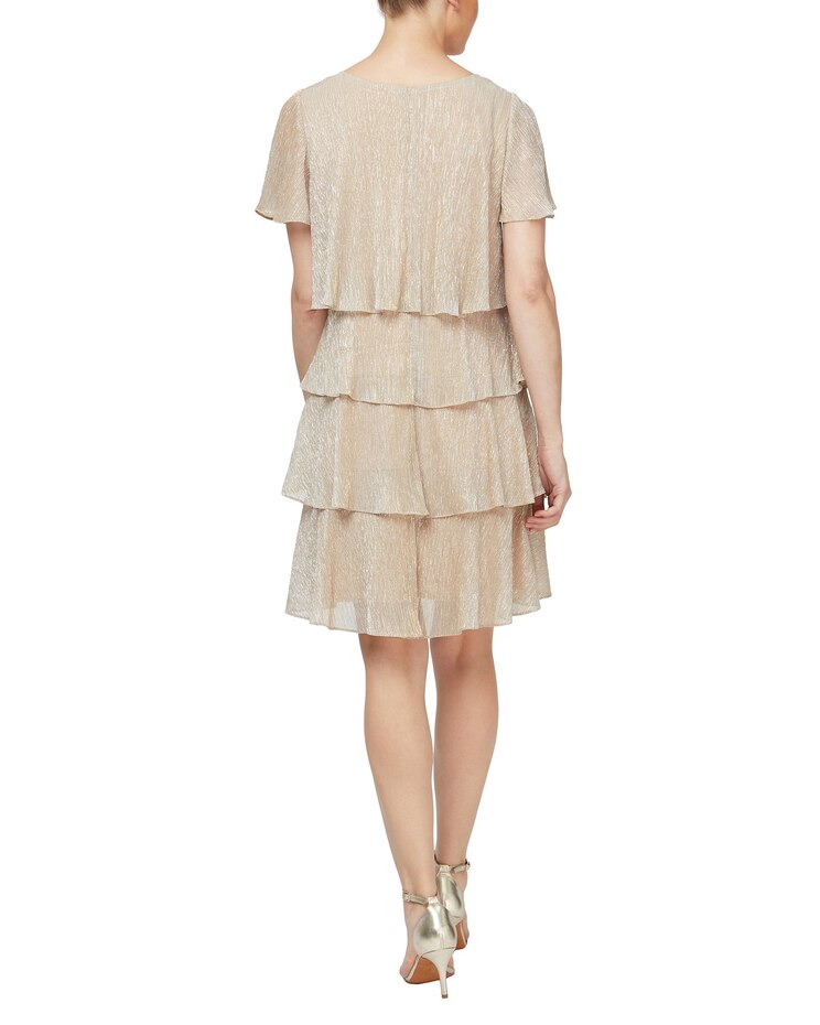 S.L. Fashions Shimmer Bodre Tiered Cocktail Dress image number 2