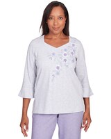Alfred Dunner® Isn't It Romantic Floral Applique Sweetheart Neck Top thumbnail number 1