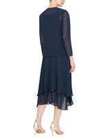 S.L. Fashions Tea Length Embroidered A-Line Dress with Illusion Neckline thumbnail number 2