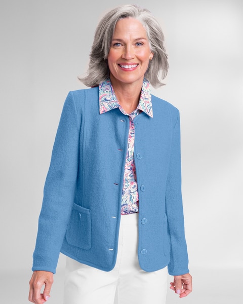 Boiled Wool Patch-Pocket Cardigan
