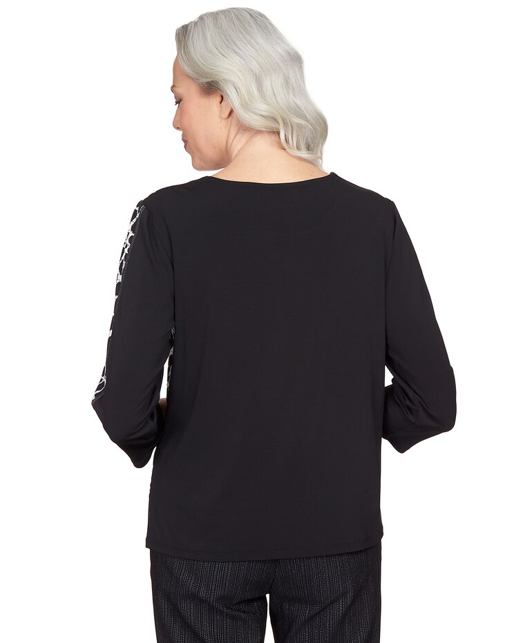 Alfred Dunner® World Traveler Spliced Animal Print 3/4 Sleeve Top image number 2