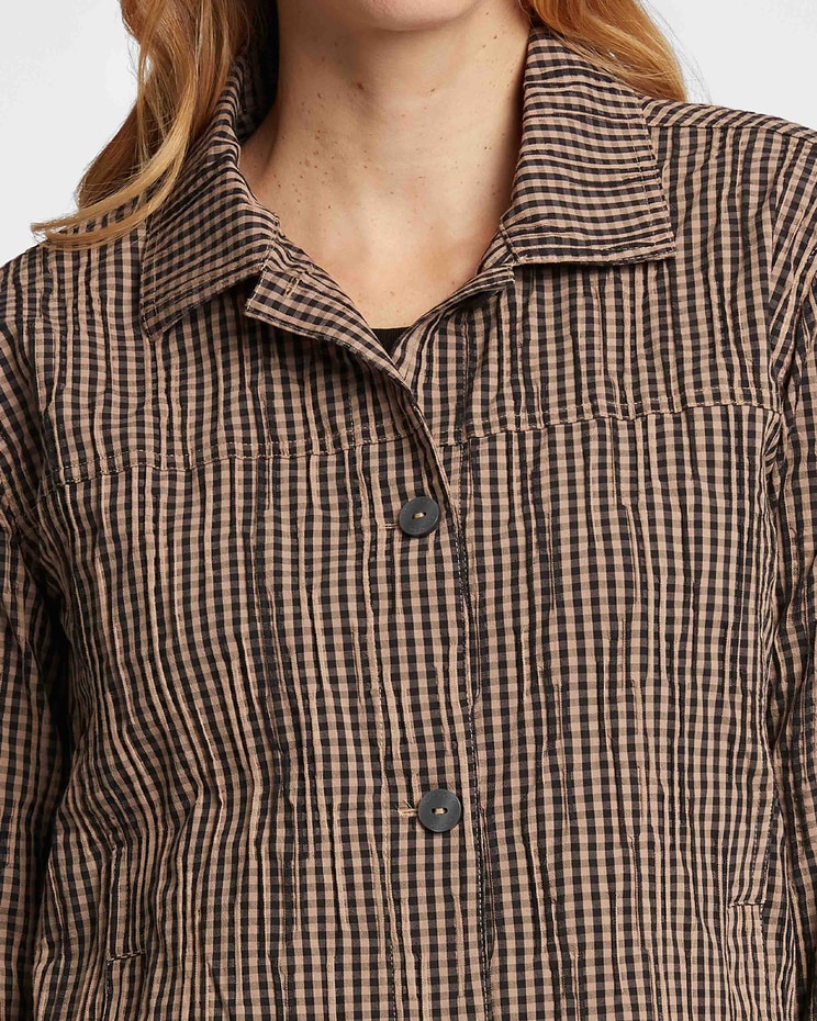 Foxcroft Thelma Mini Gigham Crinkle Jean Jacket image number 3