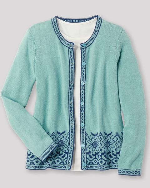 Sunflower Jacquard Cotton Cardigan Sweater