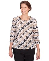Alfred Dunner® Neutral Territory Diagonal Texture Drawstring Hem Top thumbnail number 1