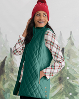 Long Quilted Zip-Front Vest thumbnail number 1