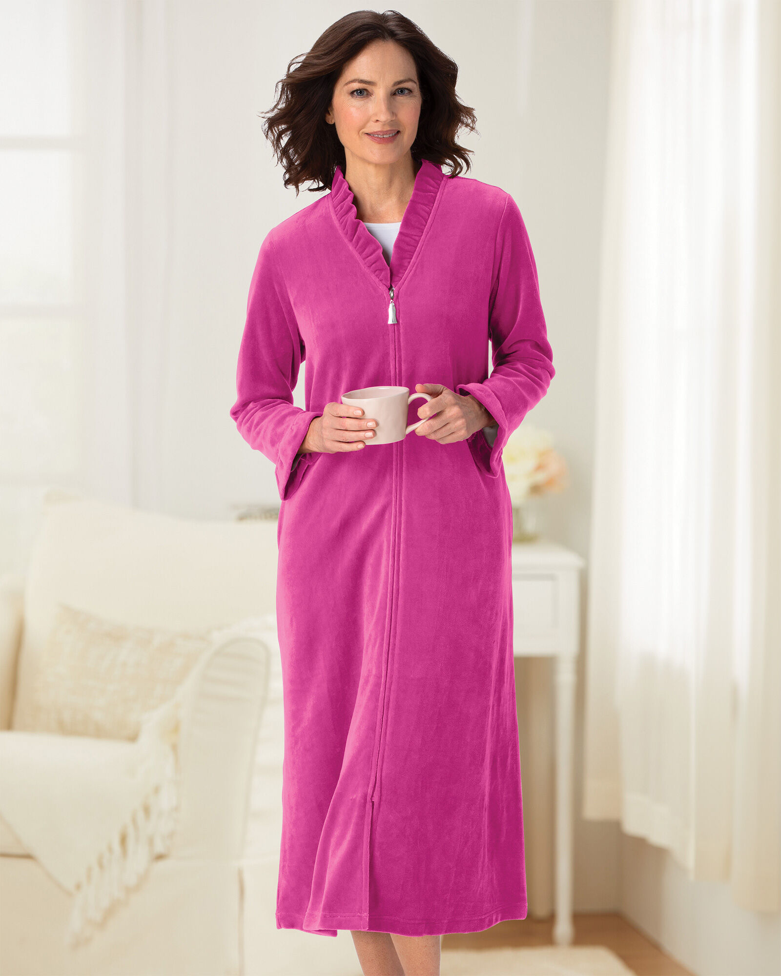 Velour housecoat with best sale zipper