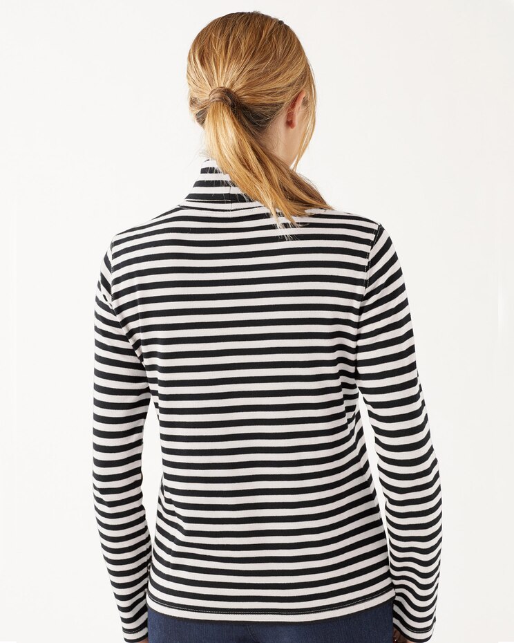 Essential Cotton Long-Sleeve Striped Turtleneck image number 2