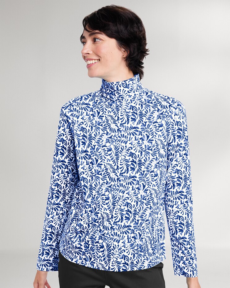Prima™ Cotton Stencil Floral Turtleneck image number 1