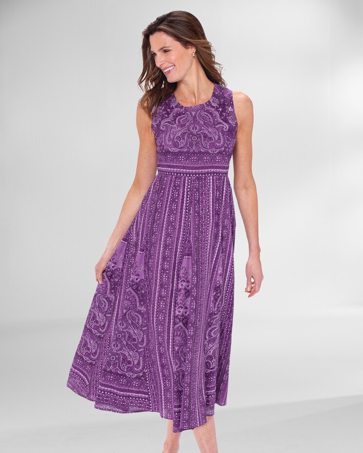 Paisley Floral Cotton Midi Sundress image number 1