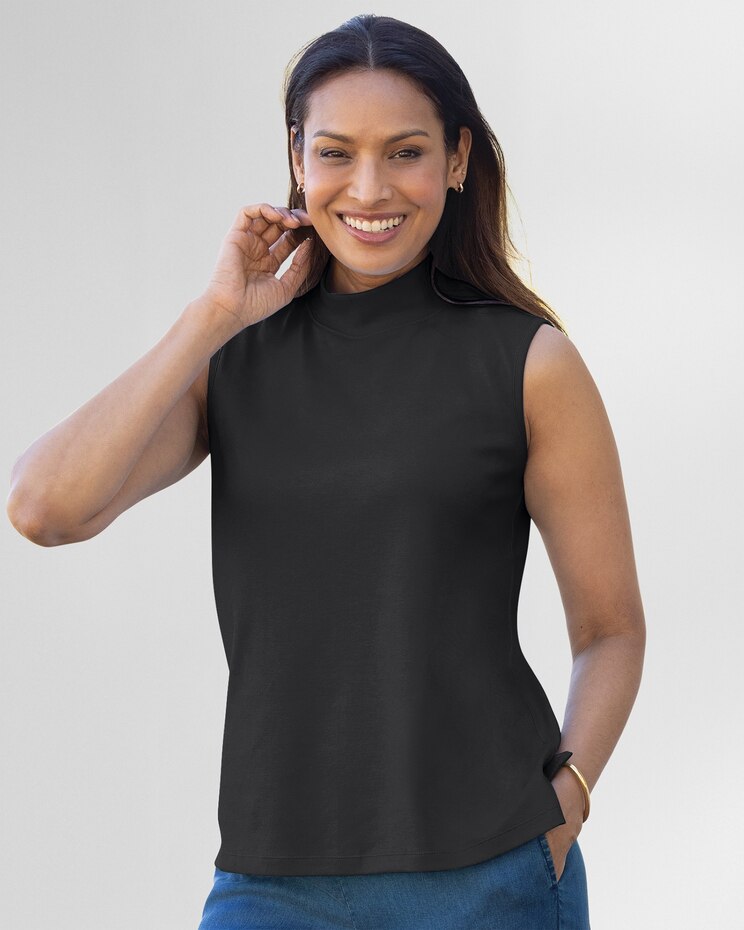Essential Cotton Sleeveless Mockneck image number 1
