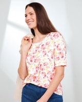 Prima™ Cotton Poppy-Print Scalloped Tee  thumbnail number 2
